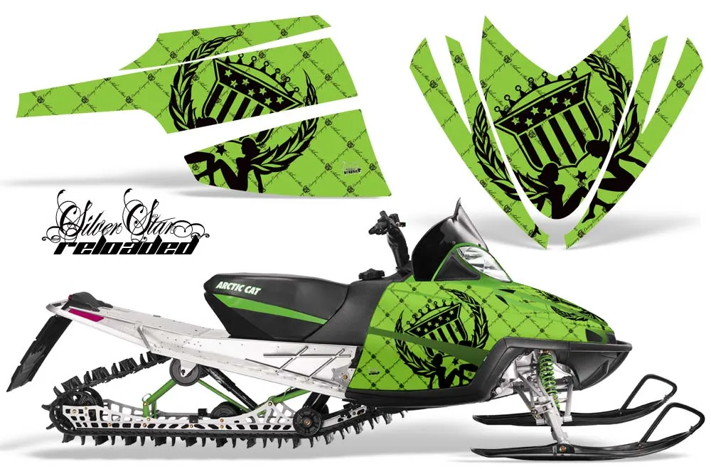 Arctic Cat M Series / Crossfire Sled Graphic Kit - All Years Silver Star - Reloaded Green