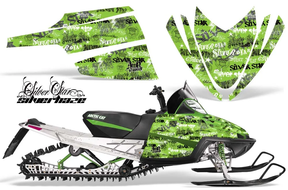 Arctic Cat M Series / Crossfire Sled Graphic Kit - All Years Silver Star - Silverhaze Green