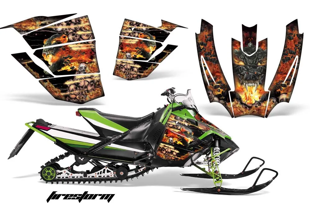 Arctic Cat Sno Pro Race 500 / 600 Sled Graphic Kit - 2008-2011 Firestorm Black