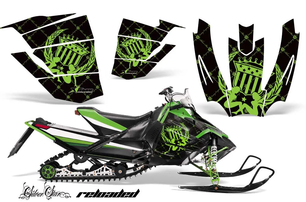 Arctic Cat Sno Pro Race 500 / 600 Sled Graphic Kit - 2008-2011 Silver Star - Reloaded Green