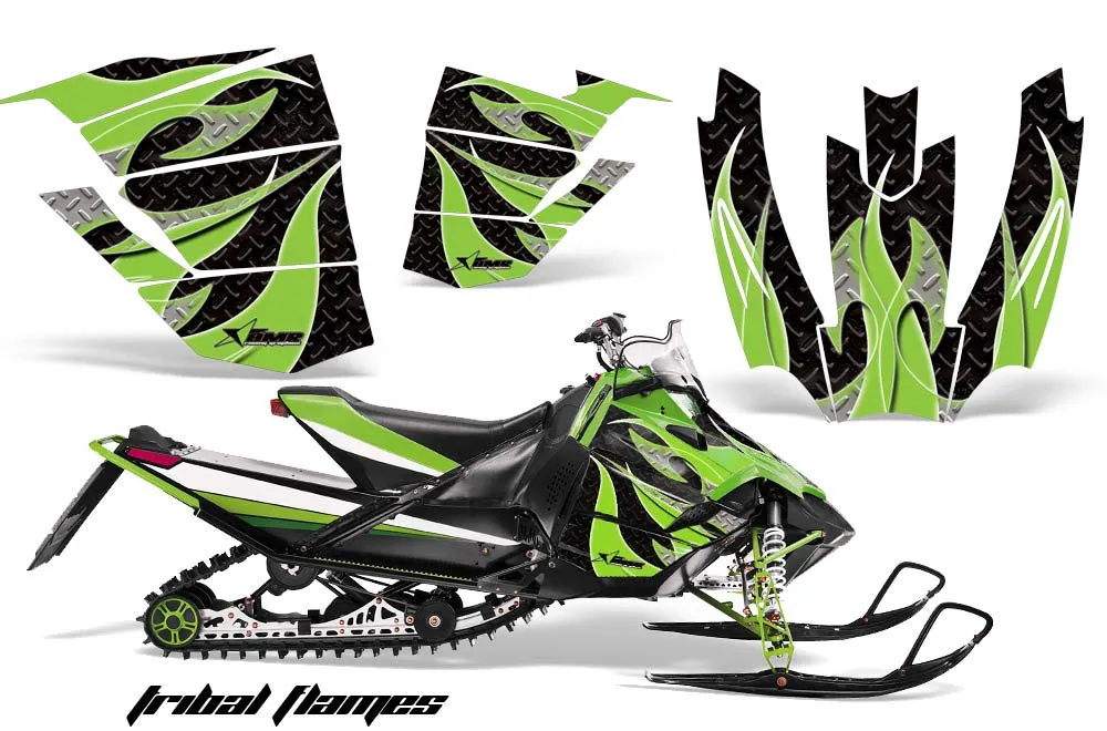 Arctic Cat Sno Pro Race 500 / 600 Sled Graphic Kit - 2008-2011 Tribal Flames Green