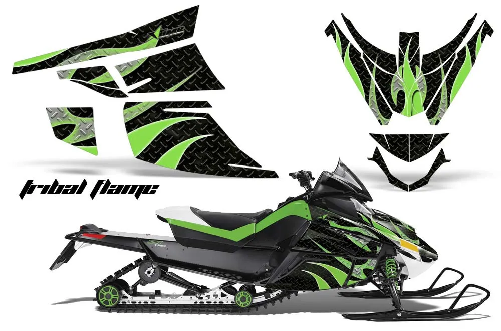 Arctic Cat Z1 Turbo Sled Graphic Kit - 2006-2012 Tribal Flames Green
