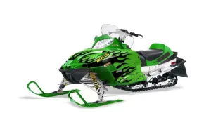 Arctic Cat Firecat F5 / F6 / F7 Sled Graphic Kit - 2003-2006 Diamond Flames Green