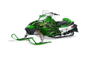 Arctic Cat Firecat F5 / F6 / F7 Sled Graphic Kit - 2003-2006 Skulls N Hammers Green