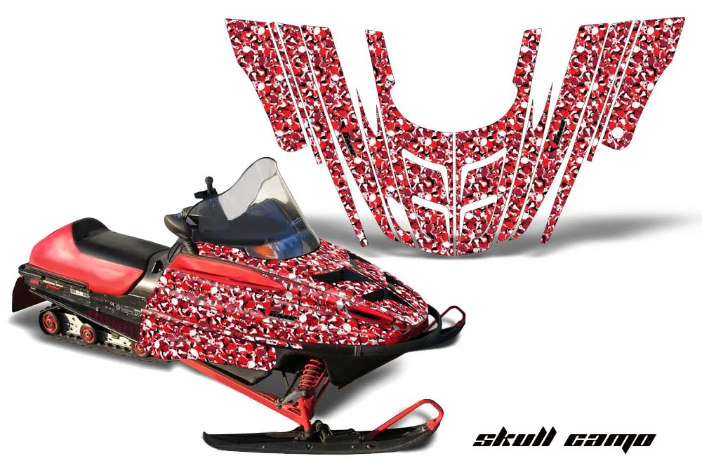 Polaris 700XC / 800XCR / 600 RMK Sled Graphic Kit - 1999-2003 Skull Camo Red