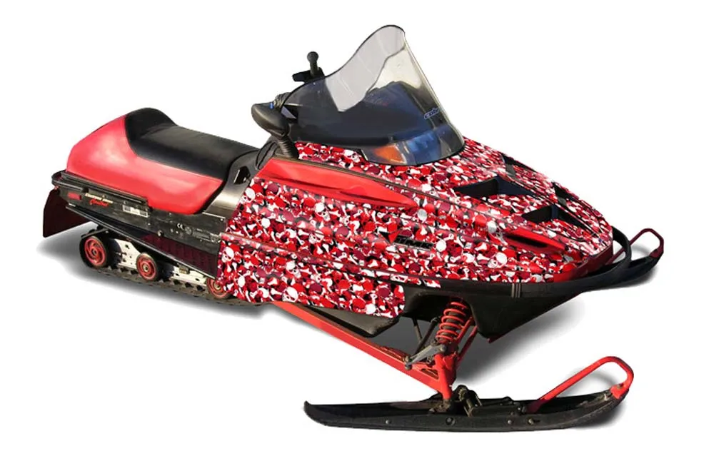 Polaris 700XC / 800XCR / 600 RMK Sled Graphic Kit - 1999-2003 Skull Camo Red