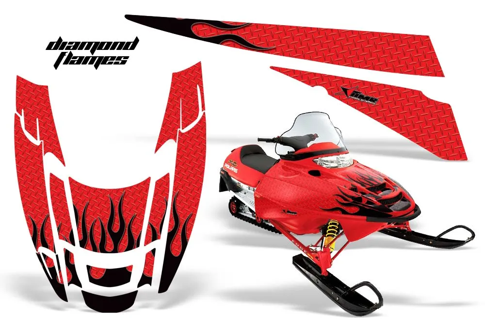 Polaris Edge Sled Graphic Kit - All Years Diamond Flames Red