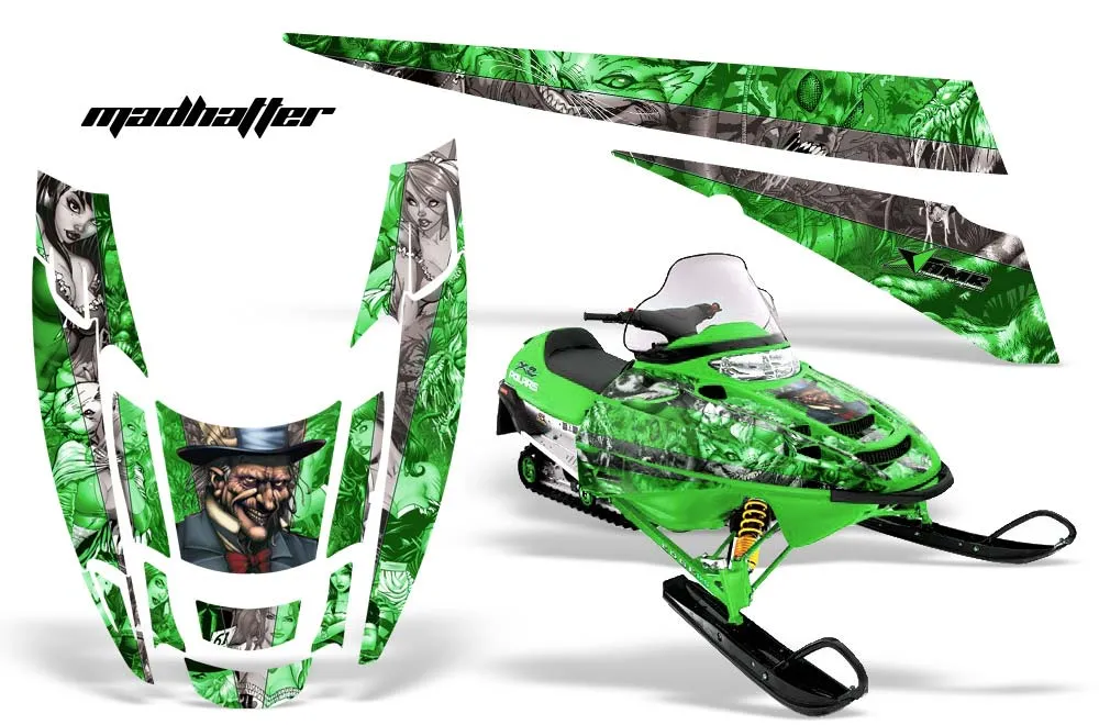Polaris Edge Sled Graphic Kit - All Years Mad Hatter Green