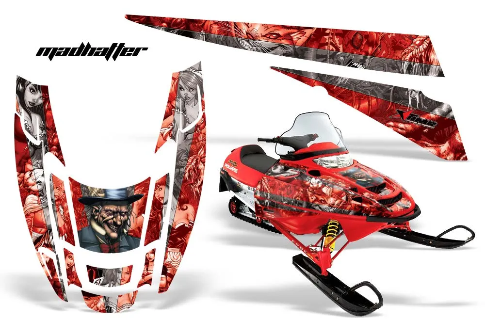 Polaris Edge Sled Graphic Kit - All Years Mad Hatter Red