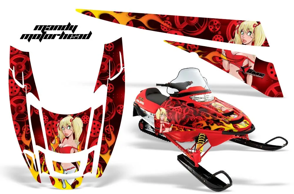 Polaris Edge Sled Graphic Kit - All Years Motorhead Mandy Red
