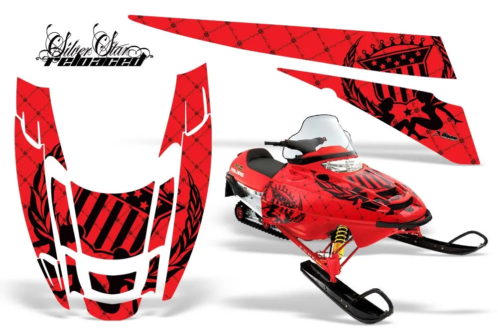 Polaris Edge Sled Graphic Kit - All Years Silver Star - Reloaded Red