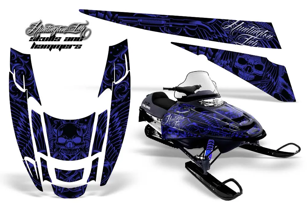 Polaris Edge Sled Graphic Kit - All Years Skulls N Hammers Blue