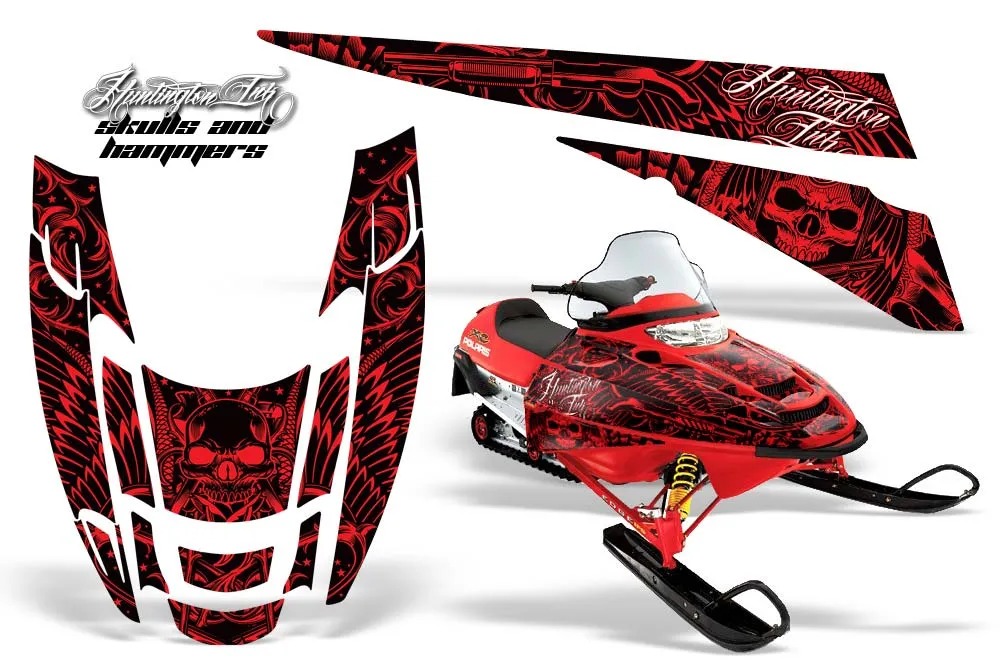 Polaris Edge Sled Graphic Kit - All Years Skulls N Hammers Red