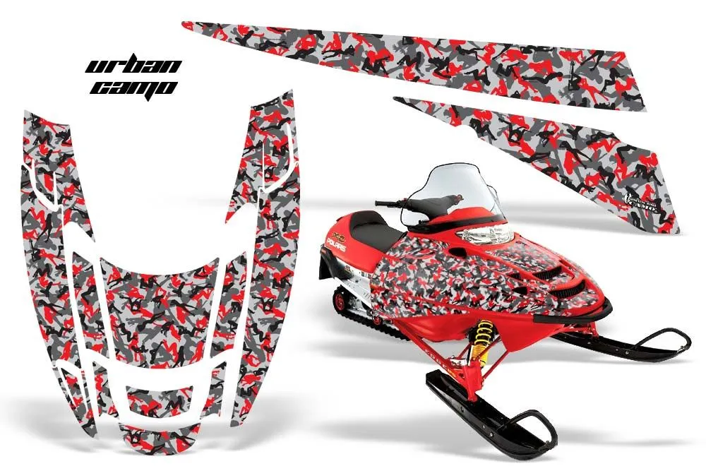 Polaris Edge Sled Graphic Kit - All Years Urban Camo Red