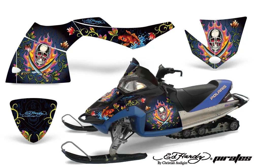 Polaris Fusion Sled Graphic Kit - 2005-2007 Ed Hardy - Pirates Blue