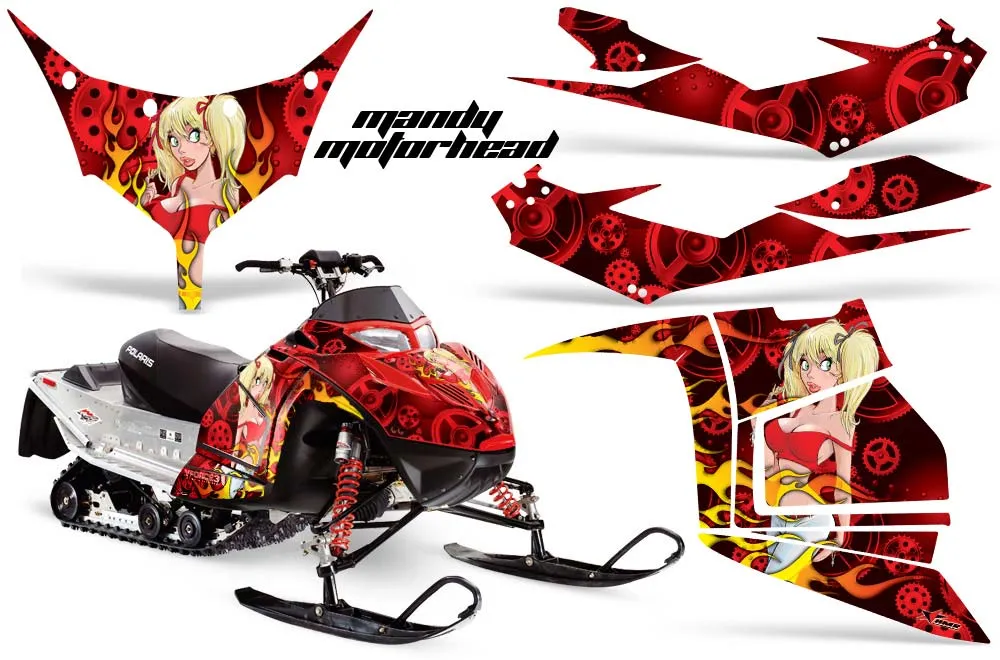 Polaris IQ Race 600 Sled Graphic Kit - All Years Motorhead Mandy Red