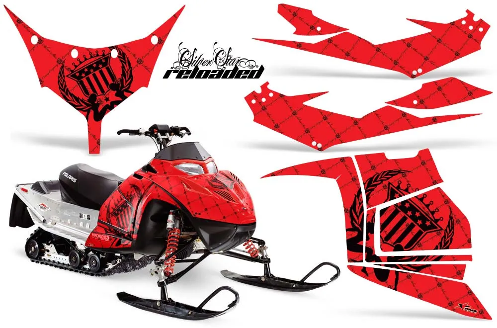 Polaris IQ Race 600 Sled Graphic Kit - All Years Silver Star - Reloaded Red