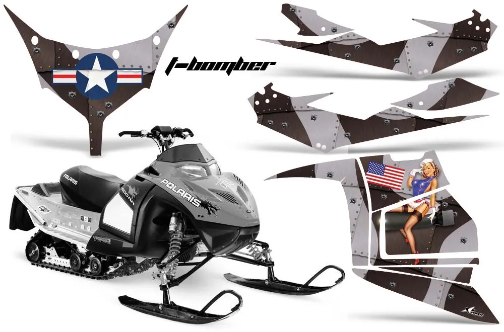 Polaris IQ Race 600 Sled Graphic Kit - All Years T Bomber Black