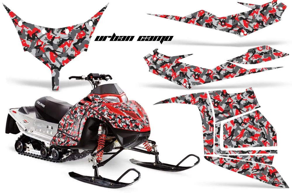 Polaris IQ Race 600 Sled Graphic Kit - All Years Urban Camo Red