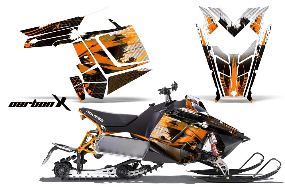 Polaris RMK / PRO-R / Rush / Assault Sled Graphic Kit - 2011-2016 Carbon X Orange