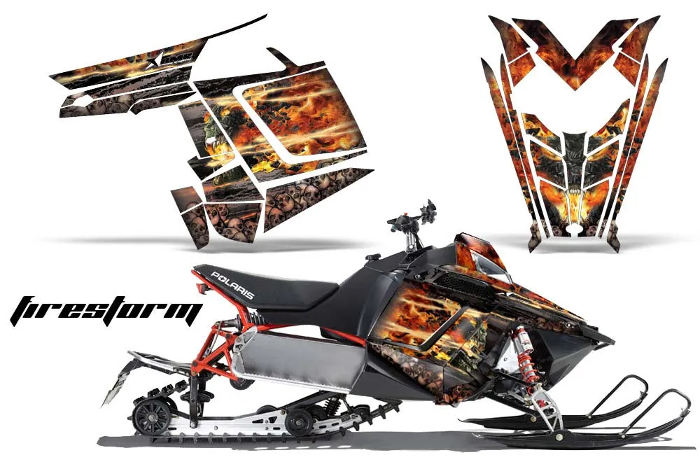 Polaris RMK / PRO-R / Rush / Assault Sled Graphic Kit - 2011-2016 Firestorm Black