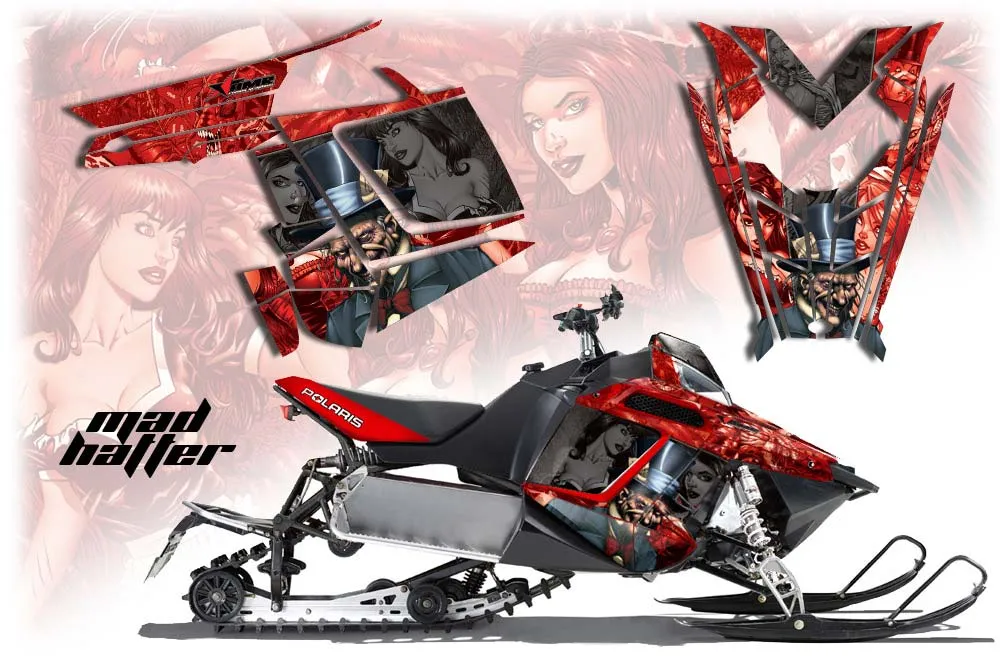 Polaris RMK / PRO-R / Rush / Assault Sled Graphic Kit - 2011-2016 Mad Hatter Red
