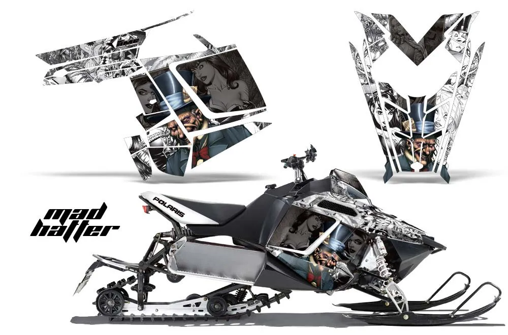 Polaris RMK / PRO-R / Rush / Assault Sled Graphic Kit - 2011-2016 Mad Hatter White