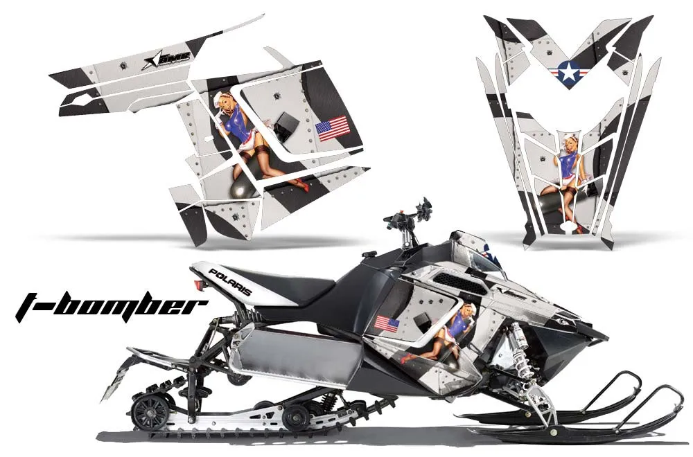 Polaris RMK / PRO-R / Rush / Assault Sled Graphic Kit - 2011-2016 T Bomber Black