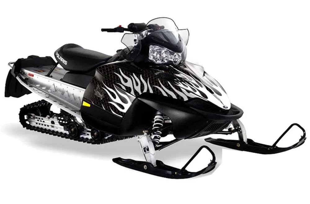 Polaris RMK / Shift / Assault Sled Graphic Kit - 2006-2020 Diamond Flames White