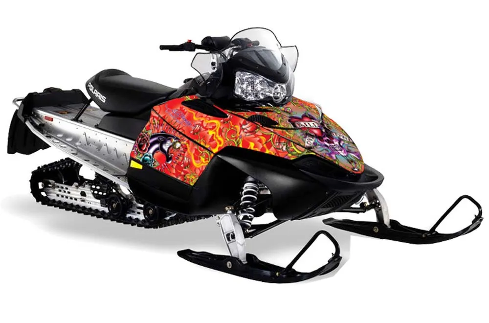 Polaris RMK / Shift / Assault Sled Graphic Kit - 2006-2020 Ed Hardy - Love Kills Red
