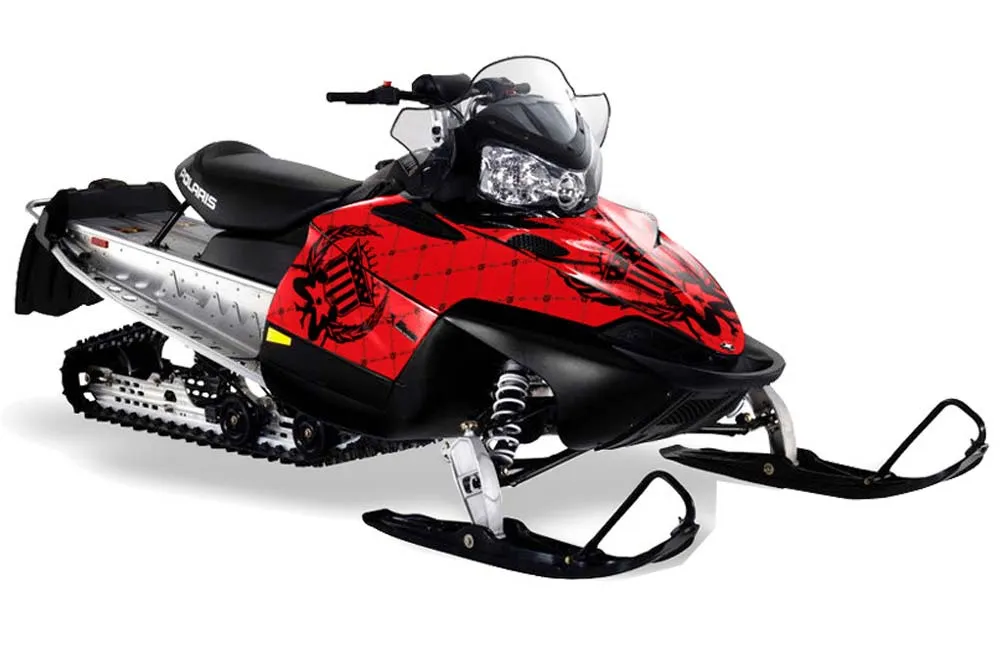Polaris RMK / Shift / Assault Sled Graphic Kit - 2006-2020 Silver Star - Reloaded Red