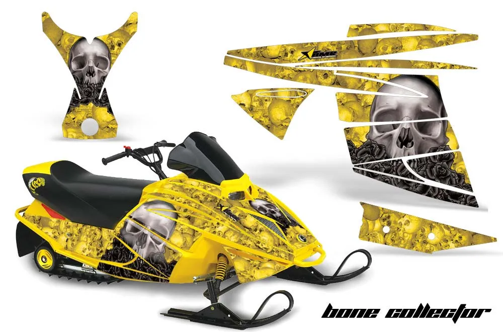 Ski Doo Mini Z Sled Graphic Kit - 2003-2008 Bone Collector Yellow