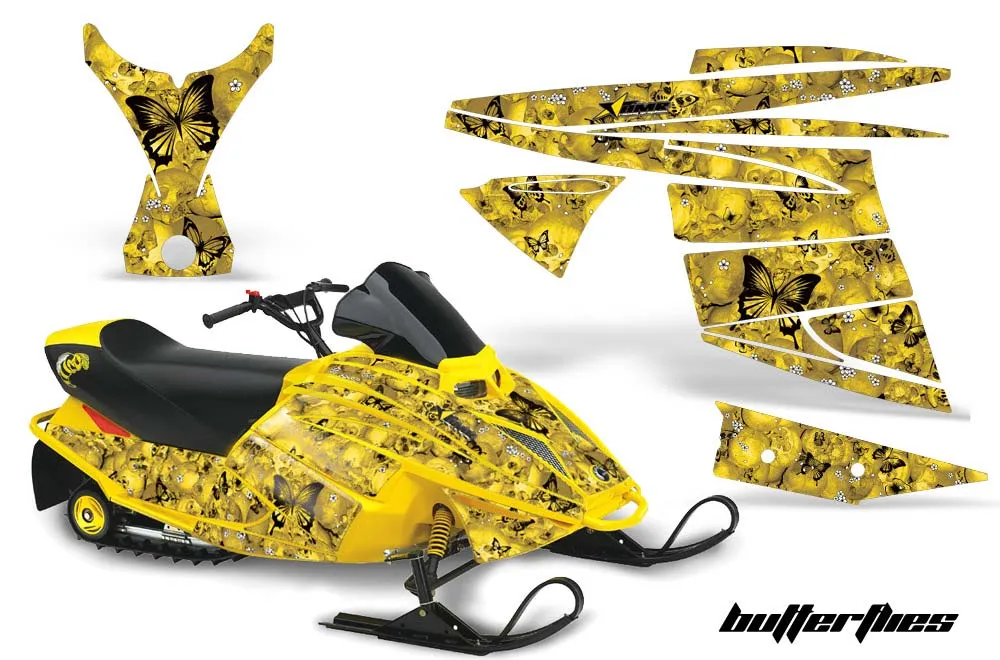 Ski Doo Mini Z Sled Graphic Kit - 2003-2008 Butterfly Yellow