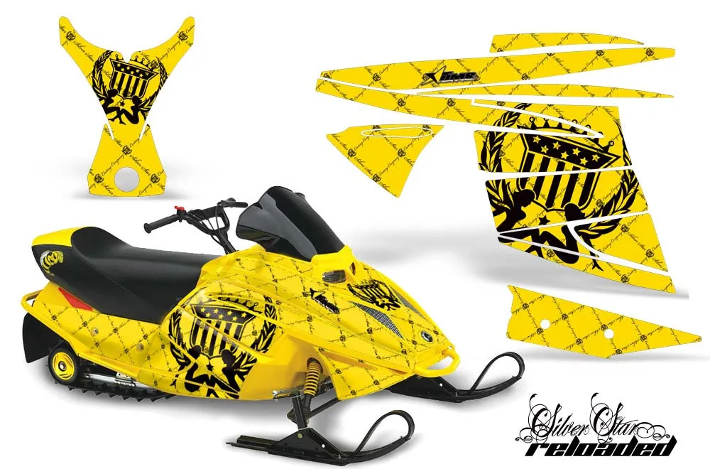 Ski Doo Mini Z Sled Graphic Kit - 2003-2008 Silver Star - Reloaded Yellow