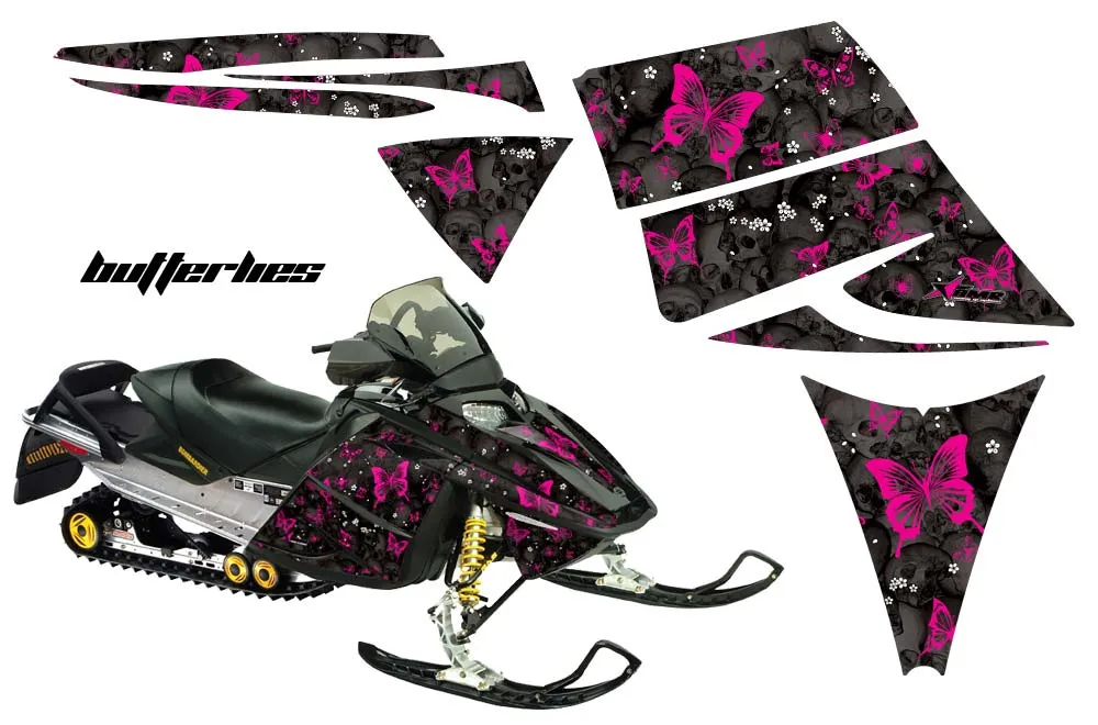 Ski Doo Rev Sled Graphic Kit - 2004-2012 Butterfly Pink