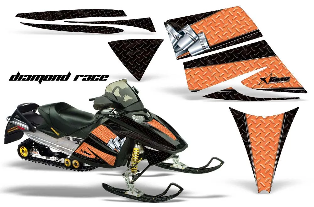 Ski Doo Rev Sled Graphic Kit - 2004-2012 Diamond Race Black