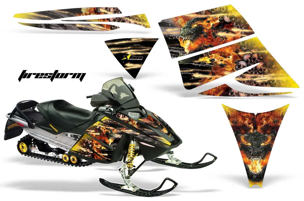 Ski Doo Rev Sled Graphic Kit - 2004-2012 Firestorm Yellow