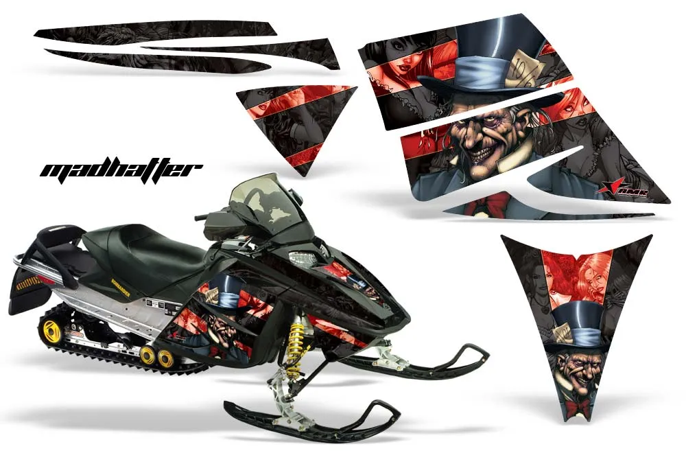 Ski Doo Rev Sled Graphic Kit - 2004-2012 Mad Hatter Red