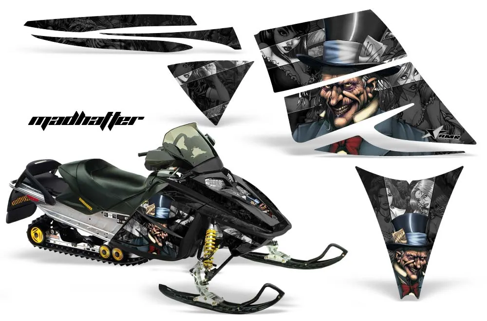 Ski Doo Rev Sled Graphic Kit - 2004-2012 Mad Hatter Silver