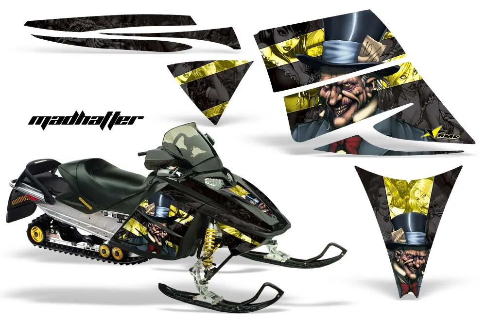 Ski Doo Rev Sled Graphic Kit - 2004-2012 Mad Hatter Yellow