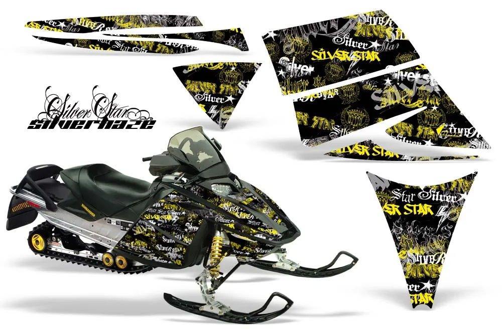 Ski Doo Rev Sled Graphic Kit - 2004-2012 Silver Star - Silverhaze Yellow