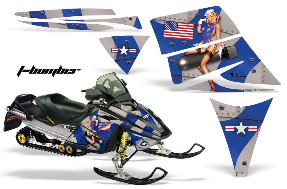 Ski Doo Rev Sled Graphic Kit - 2004-2012 T Bomber Blue