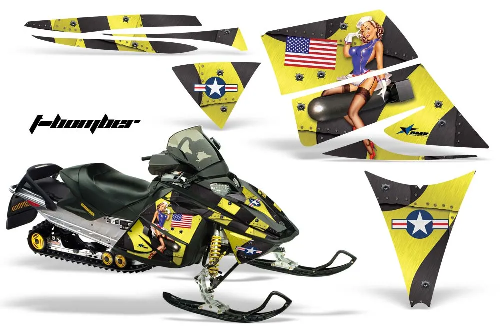 Ski Doo Rev Sled Graphic Kit - 2004-2012 T Bomber Yellow
