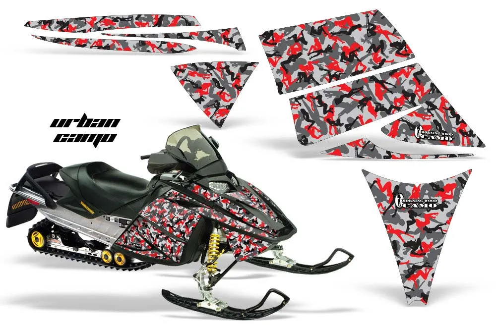 Ski Doo Rev Sled Graphic Kit - 2004-2012 Urban Camo Red