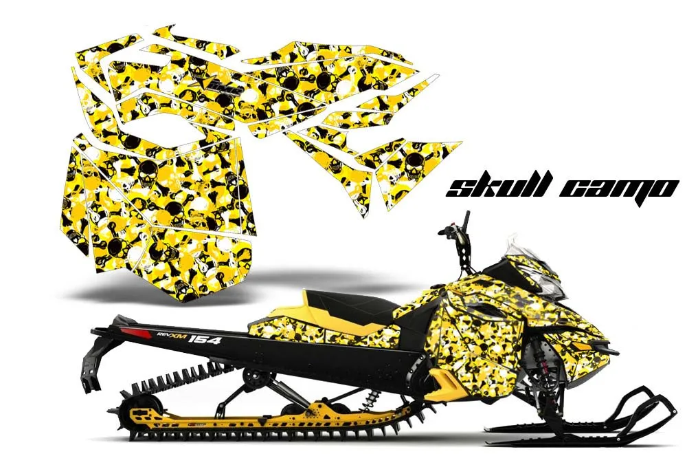 Ski Doo Rev XM Summit Sled Graphic Kit - 2013-2016 Skull Camo Yellow