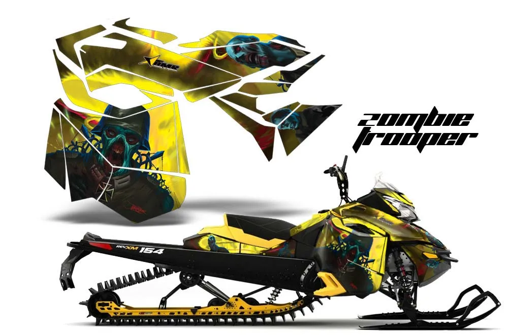 Ski Doo Rev XM Summit Sled Graphic Kit - 2013-2016 Zombie Trooper Yellow
