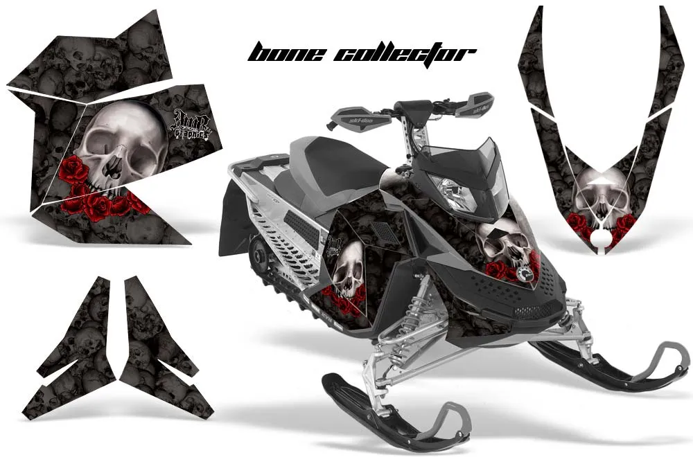 Ski Doo Rev XP Sled Graphic Kit - 2008-2012 Bone Collector Black