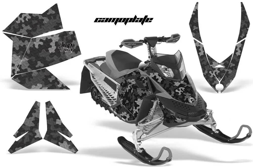 Ski Doo Rev XP Sled Graphic Kit - 2008-2012 Camoplate Black