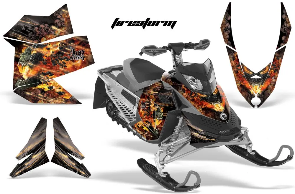Ski Doo Rev XP Sled Graphic Kit - 2008-2012 Firestorm Black
