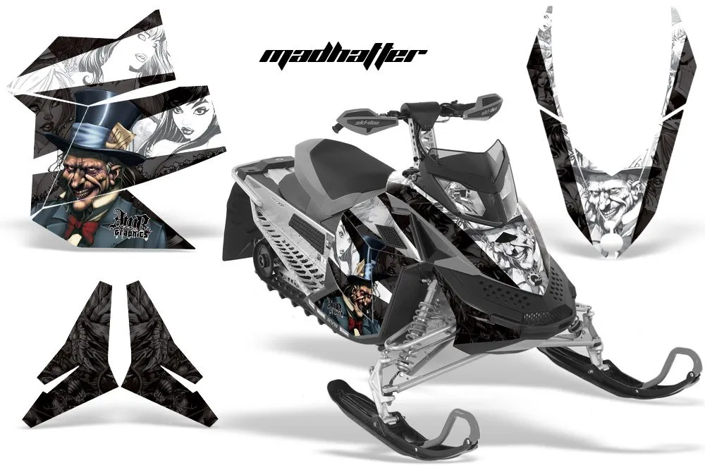 Ski Doo Rev XP Sled Graphic Kit - 2008-2012 Mad Hatter Black
